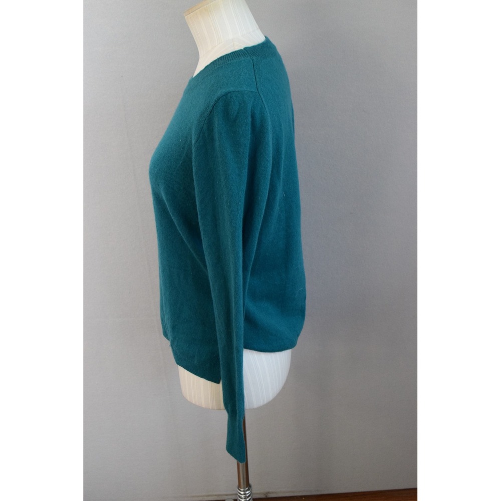 J Crew 100% Cashmere Sweater Small Teal Blue Crewneck Long Sleeve Womens Luxury - Picture 2 of 5